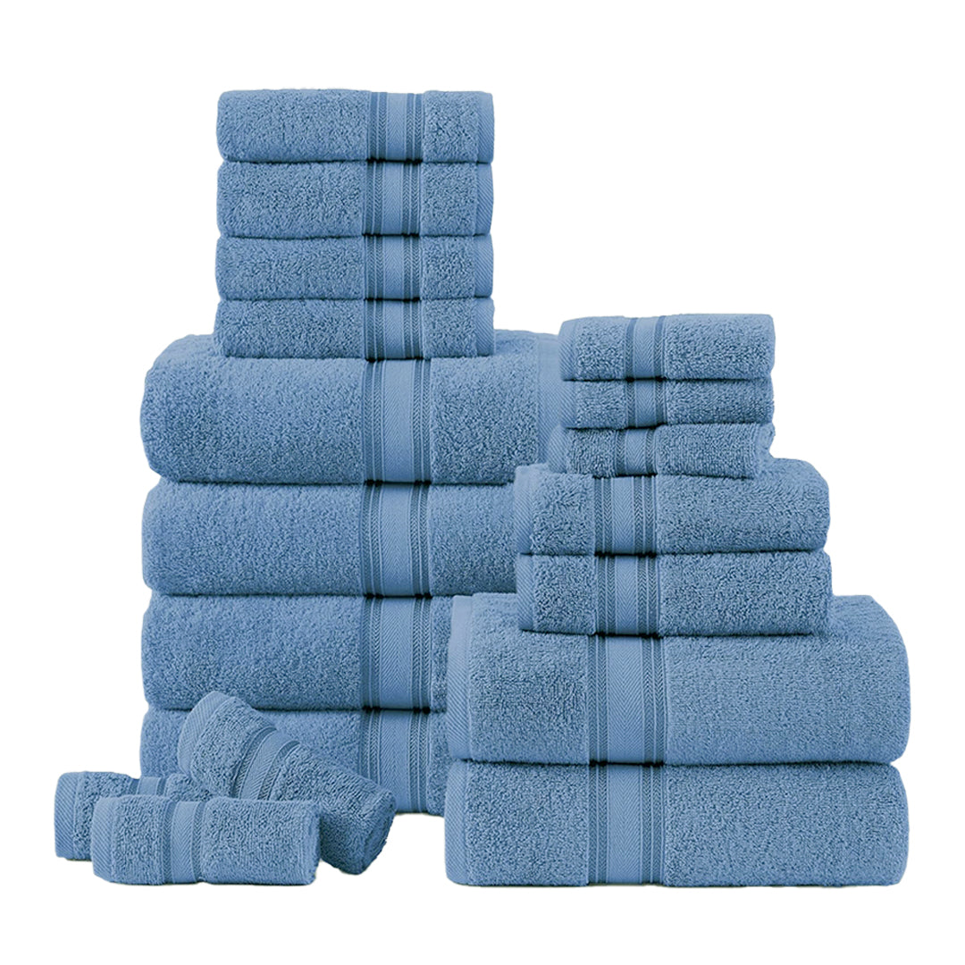 18 Piece 100% Cotton Towel Set 550GSM - Cerulean Blue